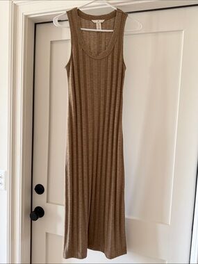H&M Brown Ribbed Tank Midi Dress